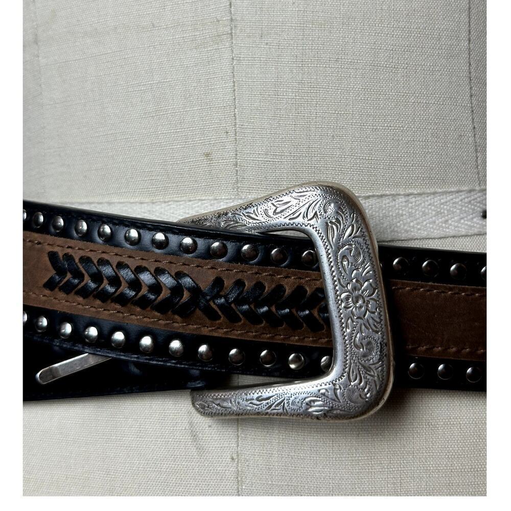 Western Black Brown Leather Men's Size 42